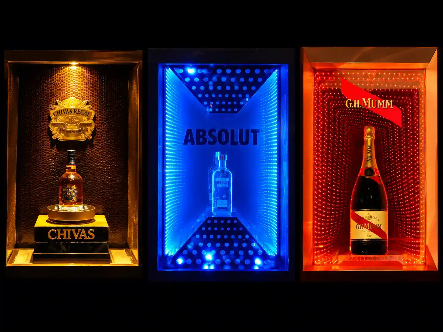 Absolut, Chivas & G.H. Mumm displays