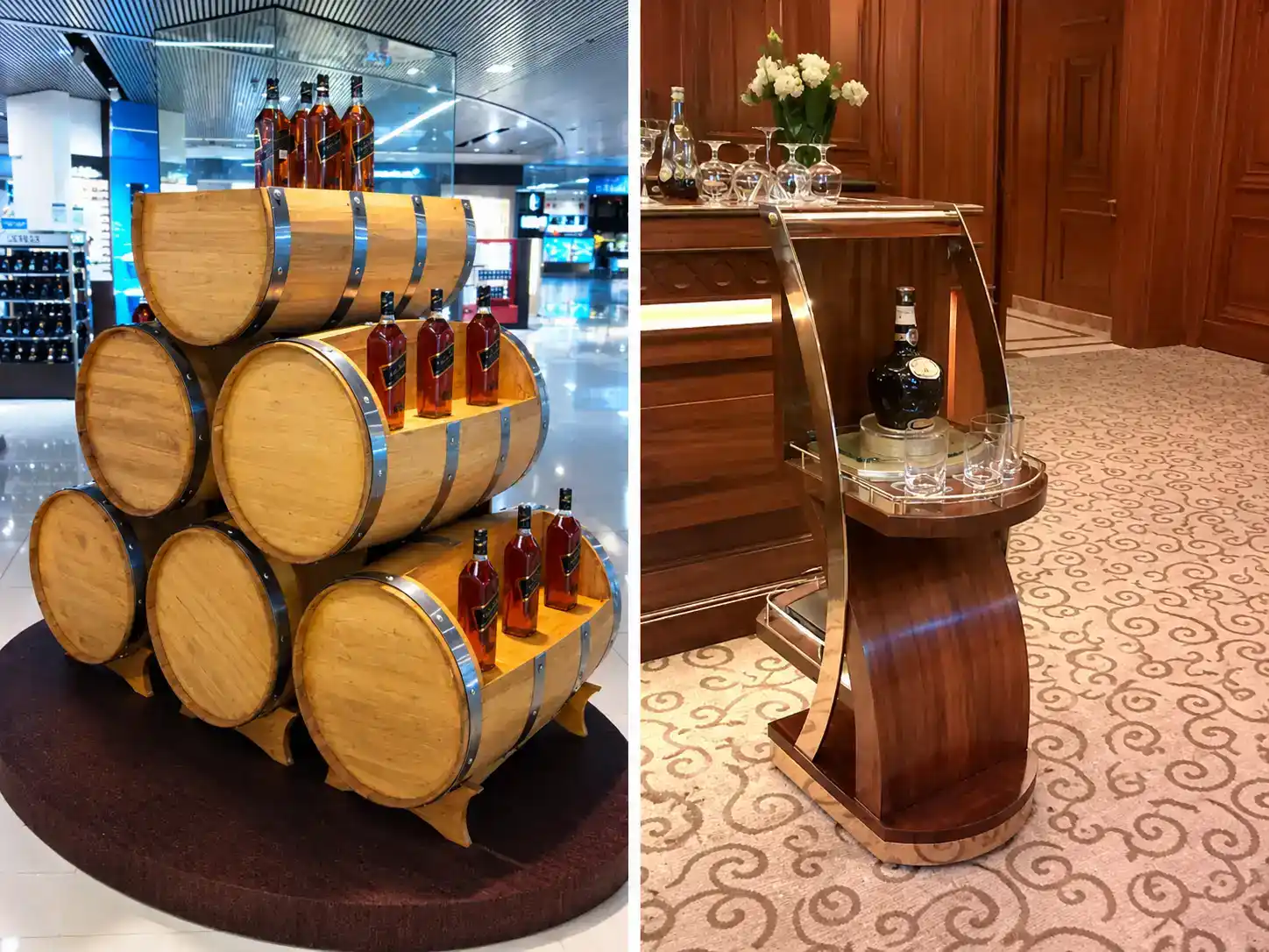 Barrel display & Royal Salute trolley